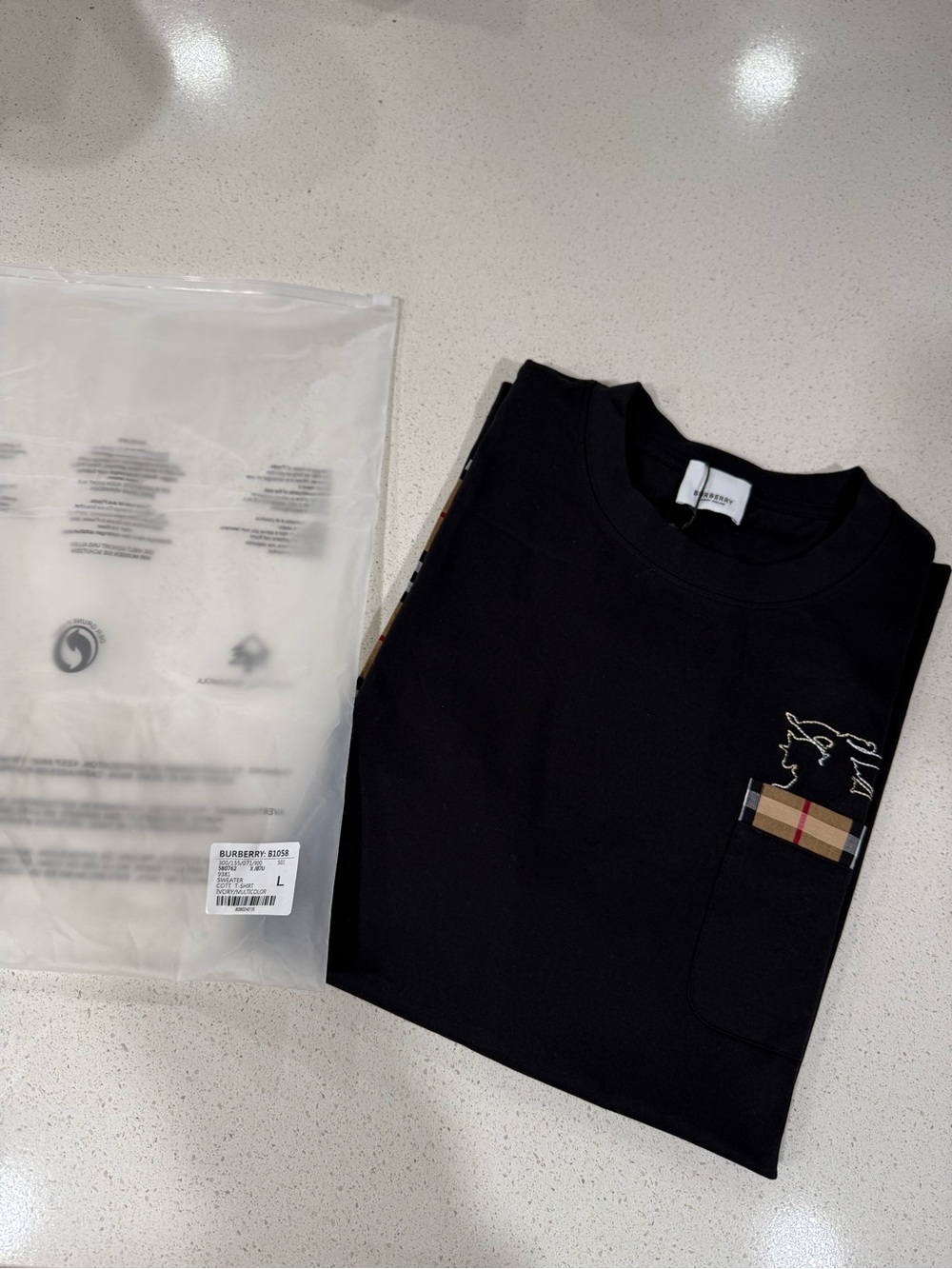 Burberry Black Short-Sleeve Tee with Vintage Check